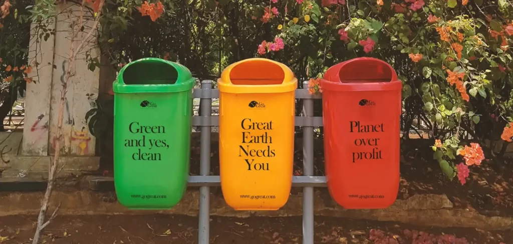 An image of GoGreat brand on trash bin designed by Mr Ari