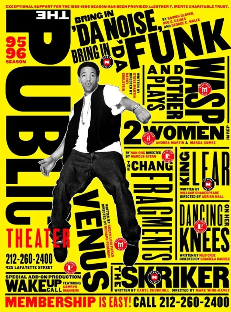 A maximalist poster by <a href="https://www.pentagram.com/about/paula-scher/">Paula Scher</a>
